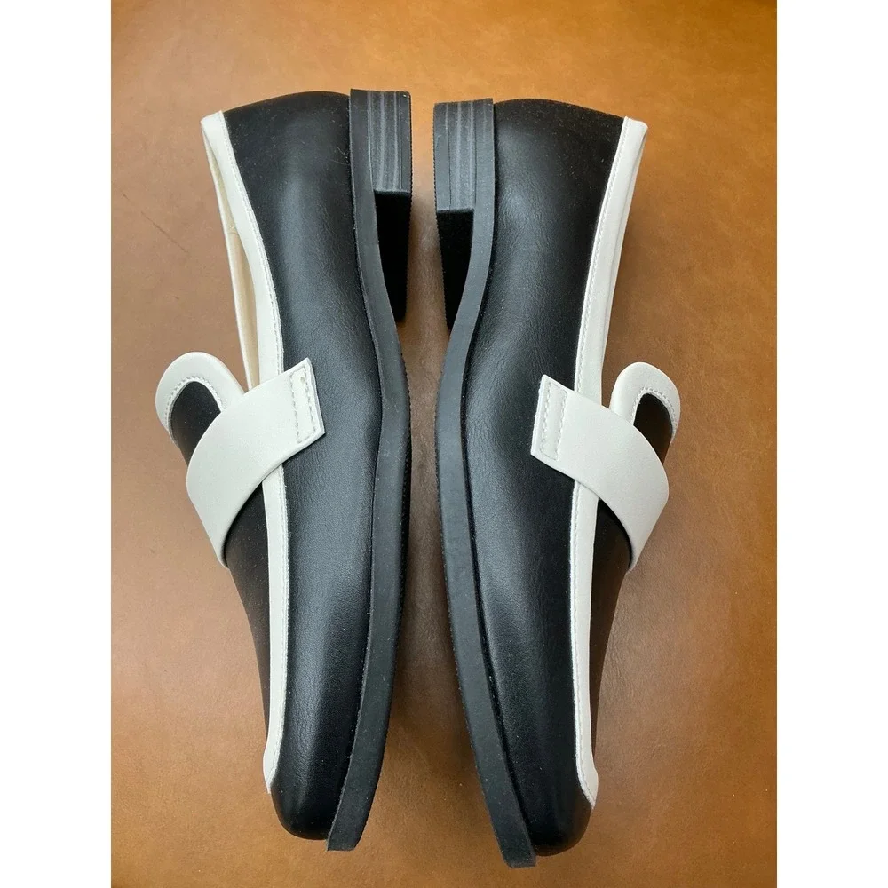 Liz Claiborne Jakey Loafers Womens 8.5 Black White Two Tone Flat Shoe